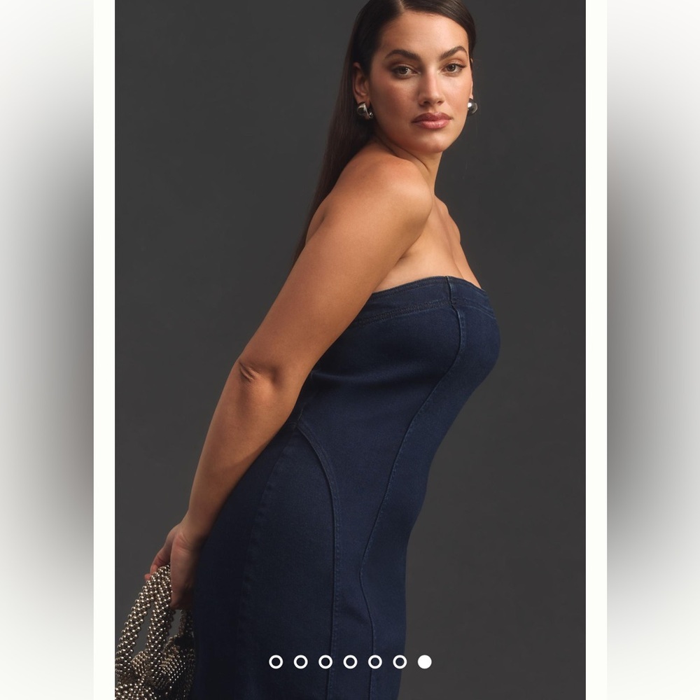 Anthropologie strapless denim midi